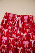 Bow Print Long Sleeve Button Down Pajama Set
