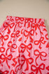 Bow Print Long Sleeve Wide Leg Sleepwear