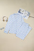 Bow Print Piped Long Sleeve Button Down Pajama Set