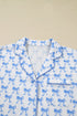Bow Print Piped Long Sleeve Button Down Pajama Set