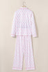 Bow Print Piped Long Sleeve Button Down Pajama Set