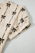 Bow Print Puff Short Sleeve Top