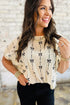 Bow Print Puff Short Sleeve Top