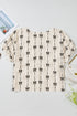 Bow Print Puff Short Sleeve Top