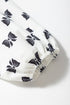 Bow Print Ruffled Crew Neck Piping Trim Blouse