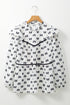 Bow Print Ruffled Crew Neck Piping Trim Blouse