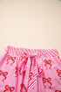 Bow Print Striped Patchwork Lace Trim Casual Shorts