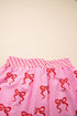 Bow Print Striped Patchwork Lace Trim Casual Shorts