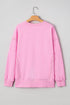 Bow Sequin XOXO Letter Graphic Exposed Seam Baggy Sweatshirt