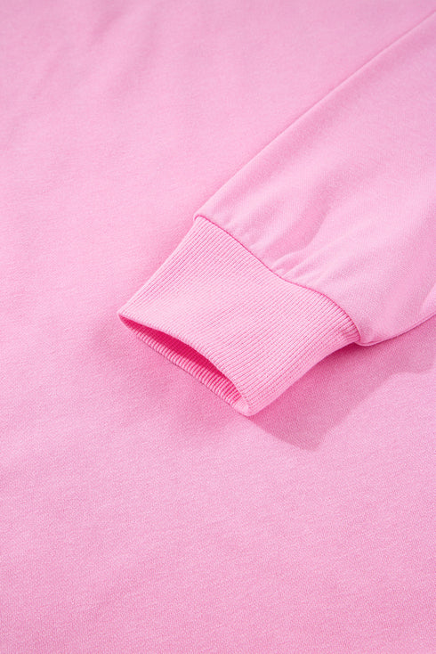 Bow Sequin XOXO Letter Graphic Exposed Seam Baggy Sweatshirt