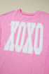 Bow Sequin XOXO Letter Graphic Exposed Seam Baggy Sweatshirt