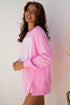 Bow Sequin XOXO Letter Graphic Exposed Seam Baggy Sweatshirt