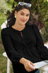 Bow Tie Front Long Sleeve Flared Peplum Blouse