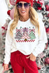 Bow Topped Christmas Trees Graphic Crew Sweatshirt
