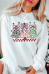 Bow Topped Christmas Trees Graphic Crew Sweatshirt