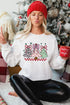 Bow Topped Christmas Trees Graphic Crew Sweatshirt