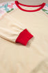 Bowknot Print Raglan Sleeve Contrast Trim Top