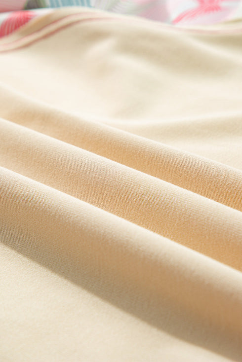 Bowknot Print Raglan Sleeve Contrast Trim Top