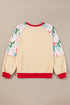 Bowknot Print Raglan Sleeve Contrast Trim Top