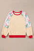 Bowknot Print Raglan Sleeve Contrast Trim Top