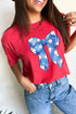 Bowknot Rugby Graphic Print Crew Neck Casual Tee