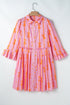 Bowknot Striped Printed Tiered Ruffled Mini Shirt Dress