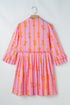 Bowknot Striped Printed Tiered Ruffled Mini Shirt Dress