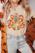 Bowknot Turkey Graphic Print Short Sleeve Tee