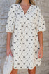 Bowtie Pattern Textu Puff Half Sleeve Loose Mini Dress