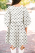 Bowtie Pattern Textu Puff Half Sleeve Loose Mini Dress