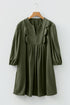 Bracelet Sleeve Scallop Detail Pleated Corduroy Mini Dress