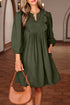 Bracelet Sleeve Scallop Detail Pleated Corduroy Mini Dress