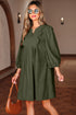 Bracelet Sleeve Scallop Detail Pleated Corduroy Mini Dress