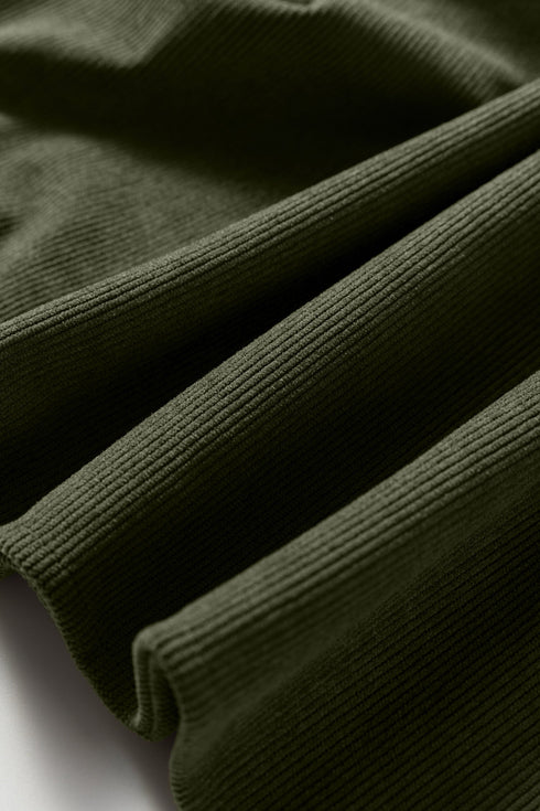 Bracelet Sleeve Scallop Detail Pleated Corduroy Mini Dress