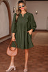 Bracelet Sleeve Scallop Detail Pleated Corduroy Mini Dress