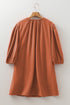 Bracelet Sleeve Scallop Detail Pleated Corduroy Mini Dress