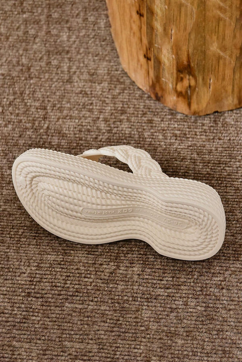Braided Crochet Strap Chunky Platform Flip Flop Slipper