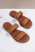 Braided Double Strap Faux Leather Flat Slides
