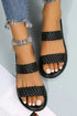 Braided Double Strap Faux Leather Flat Slides