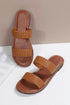 Braided Double Strap Faux Leather Flat Slides