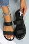 Braided Double Strap Faux Leather Flat Slides
