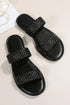 Braided Double Strap Faux Leather Flat Slides