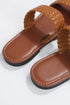 Braided Double Strap Faux Leather Flat Slides