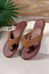Braided Strap Faux Leather Square Toe Flat Slides