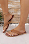Braided Strap Faux Leather Square Toe Flat Slides