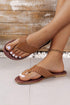 Braided Strap Faux Leather Square Toe Flat Slides