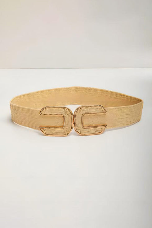 Braided Straw Texture Elastic Wide Waist Cinching Belt