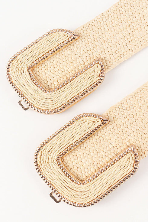 Braided Straw Texture Elastic Wide Waist Cinching Belt