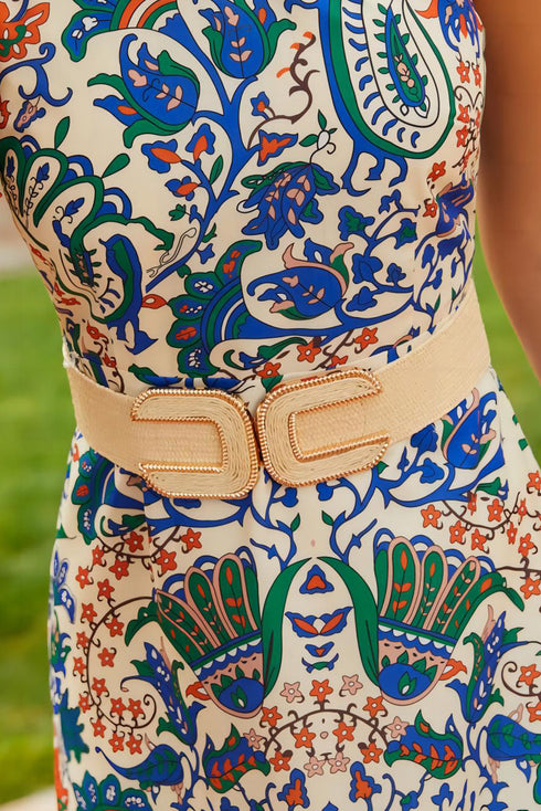 Braided Straw Texture Elastic Wide Waist Cinching Belt
