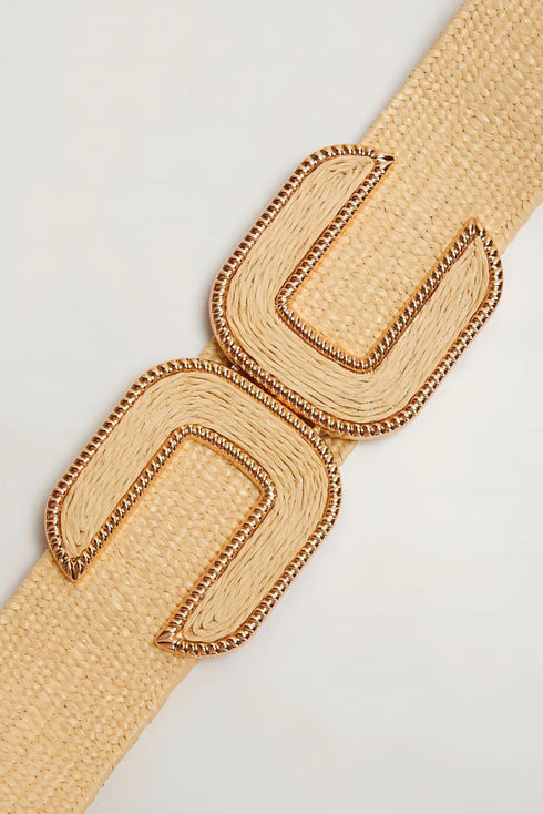 Braided Straw Texture Elastic Wide Waist Cinching Belt